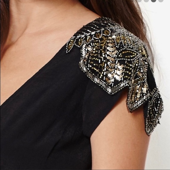 Kendall + Kylie Sequin Beaded Embellished Surplice Mini Dress - Picture 5 of 9